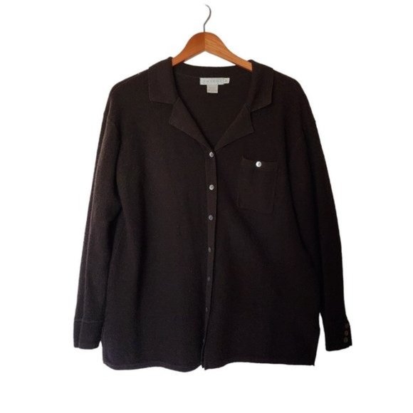 Tweeds Women's Brown 100% Merino Wool Long Sleeve Cardigan Shaket M Medium Jacke - Picture 10 of 16